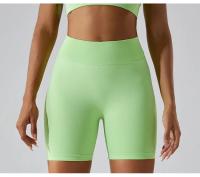 Pantalones cortos de Yoga sin costuras para mujer, mallas deportivas transpirables de secado rápido, de cintura alta, para entrenamiento y gimnasio - details 6