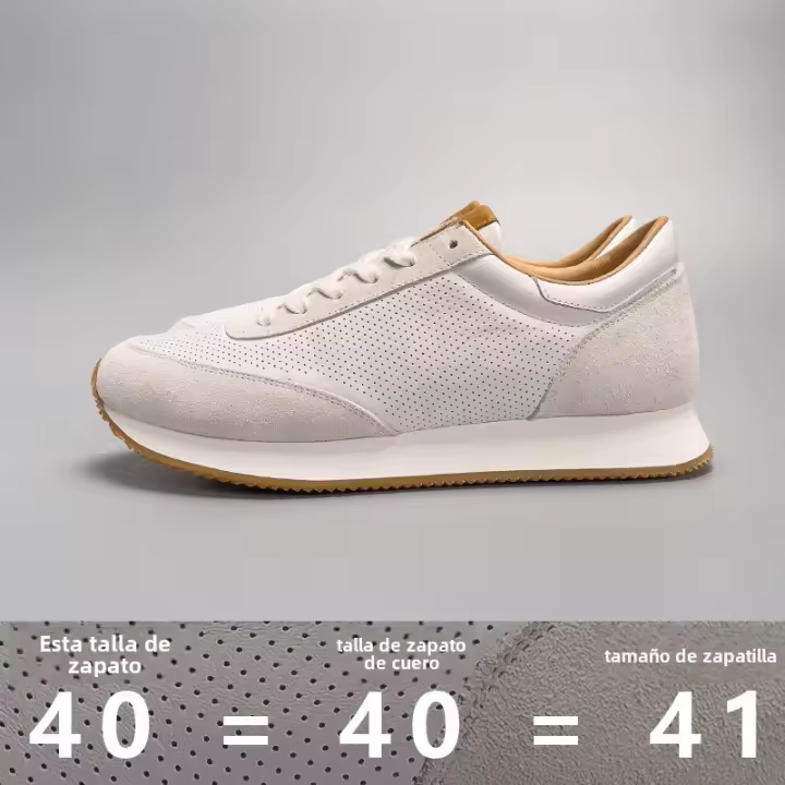 Zapatos casuales de alta gama con perforaciones de cuero bajo, zapatos versátiles de piel de vaca para hombres. - 1