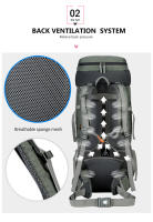 Mochila de Montañismo para Acampar y Senderismo de 75L con Cubierta de Lluvia Bolsa Deportiva al Aire Libre de Nylon Capacidad 60-80 Litros Peso 40-50kg - details 3