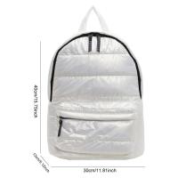 Mochila de plumón liso, mochila acolchada de gran capacidad, mochila escolar para estudiantes adolescentes, mochila multibolsillo, mochila versátil de algodón acolchada - details 7