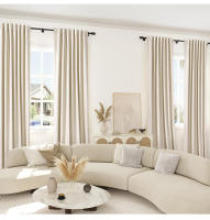 Cortinas de salón con efecto lino, cortina translúcida, decoración moderna para el hogar para dormitorio, comedor y estudio. - details 5