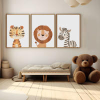Póster decorativo para habitación de niños, animales salvajes de la selva, León, elefante, tigre, pintura en lienzo para guardería nórdica, arte de pared del dormitorio, decoración del hogar - details 4