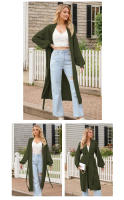 2024 nuevo suéter largo moda urbana con cuello en V Casual versátil abrigo suelto para mujeres - details 3