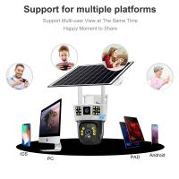 Cámara de vigilancia alimentada por energía Solar, Triple pantalla, 360 °, exterior, día-noche, a todo Color, remota, inalámbrica, 3 pantallas - details 3