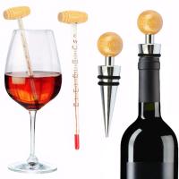 Sacacorchos, juego de accesorios para vino Set Sommelier Premium 4 Piezas - Estuche Caoba con Tablero Ajedrez, Almacena 2 Botellas, Accesorios Bambú/Acero Inox, Ideal para Regalo y Degustaciones(Termómetro no incluido) - details 5