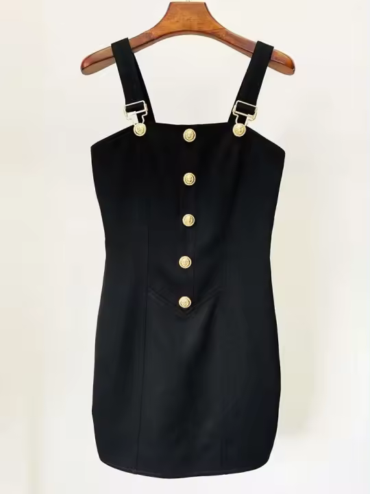 HIGH STREET-Vestido de verano con botones de león para mujer, moda de diseñador, estilo estrella, 2024 - 1