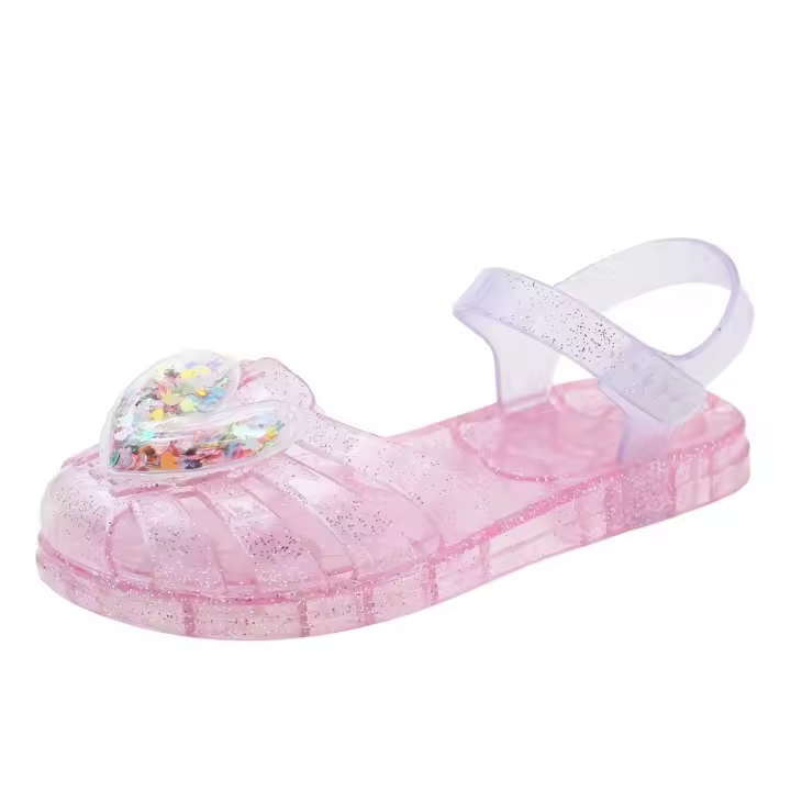 Zapatos de gelatina bolsa cabeza Velcro zapatos de playa amor bebé suela suave zapatos de cristal - 1