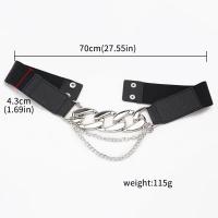 Cadenas de Metal doradas multicapa para mujer, cinturón negro de cuero PU, correas elásticas de cintura ancha, cinturones Punk con remaches, decoración de traje, cinturones de vestido - details 0