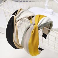 Diadema con lazo anudado cruzado para niña, bandas antideslizantes para el cabello de tela, diadema de Aro para la cabeza a rayas, novedad - details 3