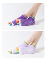 Calcetines de Yoga antideslizantes para mujer, medias de cinco dedos, sin espalda, algodón, silicona, 5 dedos, Ballet, gimnasio, Invierno - details 10