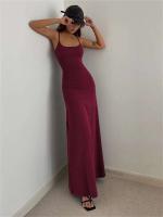 Mujer Primavera Verano estilo ceñido al cuerpo y sin mangas Spaghetti Strap Split vestido tubo Vestidos SS161 - details 6