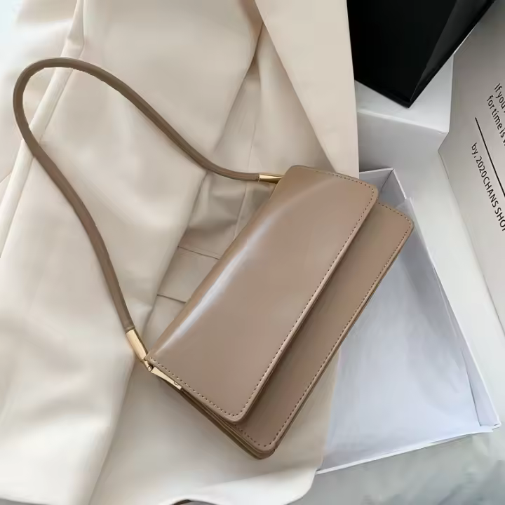 Bolso de mano pequeño de cuero PU elegante para Mujer, Bolso de hombre Vintage para axila, Bolso de mano y Monedero Femenino - 1