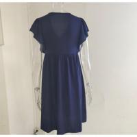 Mini vestido casual de verano con cuello en V y manga corta para mujer - details 1