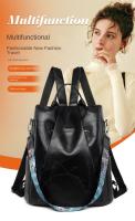 Mochila de Cuero Suave Casual para Mujeres Impermeable, Resistente al Desgaste, Antirrobo con Patrones de Parche Bolsa de Hombro Grande con Lining de Dacron - details 0