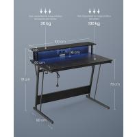Mesa de Juegos con Luces LED y Enchufes Tamaño 60 x 120 x 76cm Elegancia Rústica Marrón - details 9