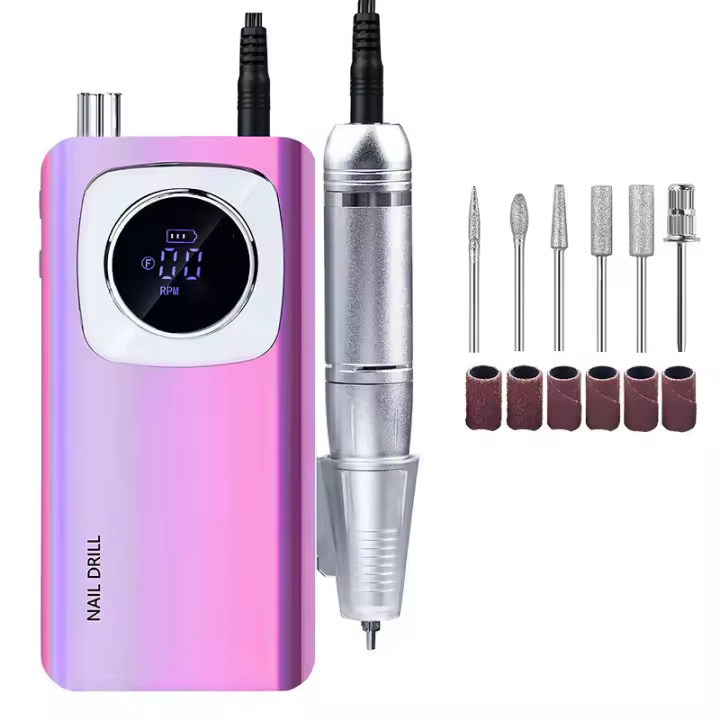 Taladro de uñas eléctrico, taladro de uñas portátil 45000 RPM, kit de lima de uñas eléctrica recargable, lima de uñas eléctrica inalámbrica para acrílico, manicura y pedicura - uso en salón y hogar - 1