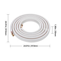 SucceBuy Juego de mini líneas divididas de 4876,8 mm, tubos de cobre de 6,4 y 12,7 mm de diámetro exterior con aislamiento de triple capa, para bomba de CA/calentamiento y HVAC, incluye cable de conexión de 18 pies y accesorios - details 3