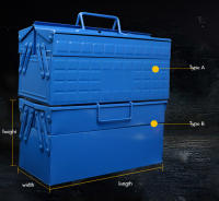 Caja de herramientas de Metal portátil, 3 bandejas, caja de acero voladizo, organizadores de almacenamiento de herramientas para el hogar, reparación de Hardware de electricista, 34x16x15cm - details 1