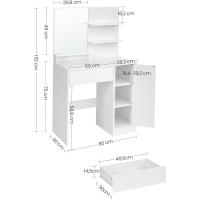 Tocador con Espejo, 2 Estantes Regulables Detrás de la Puerta y 1 Cajón, Blanco Nube - details 5