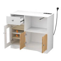 Rcynview Armario de Cocina  con Enchufe Blanco Aparador de Almacenamiento para Microondas y Cajones Ideal para Comedor Cocina Salón - details 6