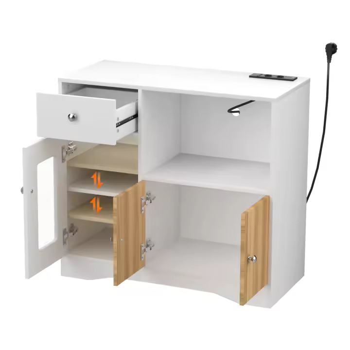 Rcynview Buffet de cocina - marca - muebles con microondas y estante de cajón - marrón - adulto - 1