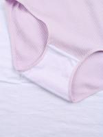 Conjunto de 6 bragas sencillas de talla grande, bragas de mujer de talla grande con cinta de letras de contraste suave, cintura media, 6 unidades. - details 5