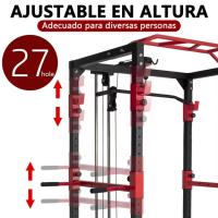 Jaula Musculacion Ajustable,Jaula de Potencia Multifuncional,Jaula de Sentadillas con Barra de Dominadas, Estación de Dips y Remo,Multipower Maquina Gimnasio Gimnasio en Casa para Entrenamiento - details 5