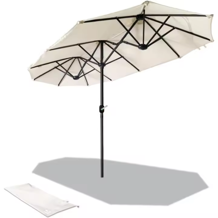 Sombrilla Parasol Rectangular, Sombrillas Jardin para Terraza Playa Piscina Mercado Patio Exterior, 300 x 150 cm, Protección Solar UV50+, Doble Beige - 1