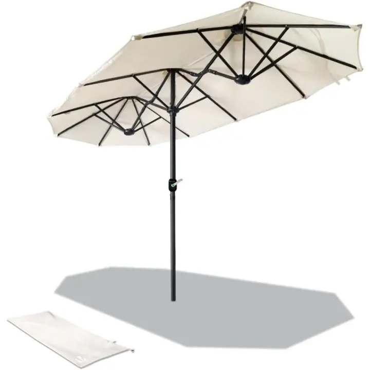Sombrilla Parasol Rectangular, Sombrillas Jardin para Terraza Playa Piscina Mercado Patio Exterior, 300 x 150 cm, Protección Solar UV50+, Doble Beige - 1