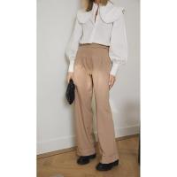 Moda coreana para mujer Pantalones cargo de pierna ancha de cintura alta - details 7