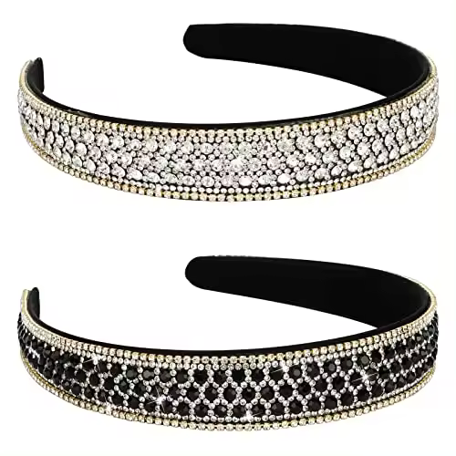 Diademas EWENSOO de Pulsera de Cristal Brillante y Perla Accesorio de Cabello de Moda para Mujeres - 1