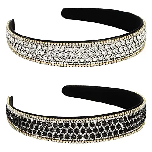 Diademas EWENSOO de Pulsera de Cristal Brillante y Perla Accesorio de Cabello de Moda para Mujeres - 1