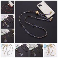 Cadena cruzada antipérdida para teléfono, funda de teléfono de cuero PU con metal, correas ajustables de lujo para colgar del cuello, para chicas y damas - details 0
