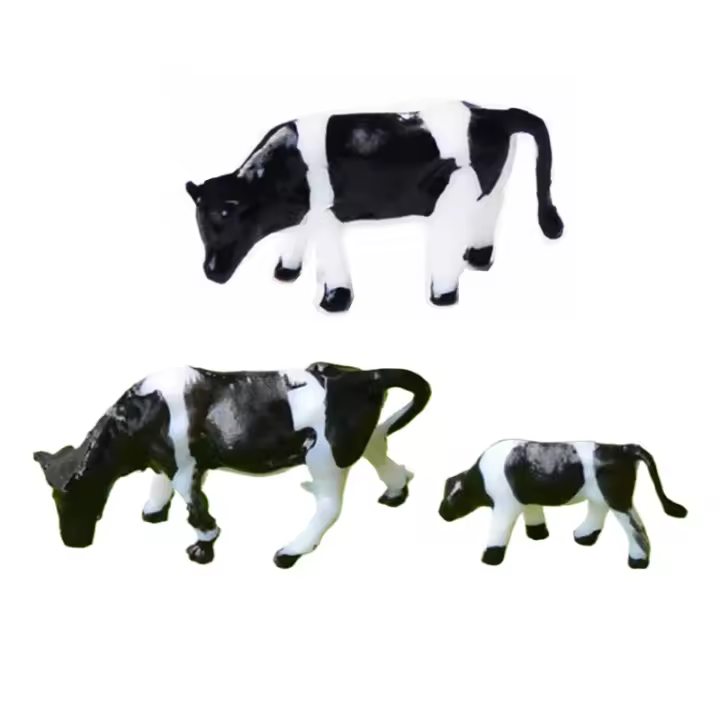 Figuras de acción en miniatura de vaca, buey, toro, ganado, modelos de granja, jardín de hadas, caja de arena, paisaje, juguetes, adornos, 1 a 10 Uds., 1/87 - 1