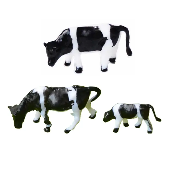 Figuras de acción en miniatura de vaca, buey, toro, ganado, modelos de granja, jardín de hadas, caja de arena, paisaje, juguetes, adornos, 1 a 10 Uds., 1/87 - 1