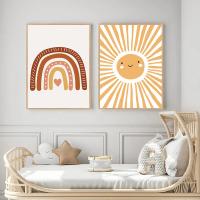 Pintura Nórdica de Luna y Sol en Nube Arte de Pared para Habitación de Bebé y Niños Decoración del Hogar Marca JUBEER Material Lienzo Técnica Pintura y Caligrafía - details 3