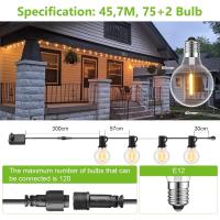 Exterior Jardin 45,7M, 24V Luces Exterior con 75+2 Bombillas, Impermeable Luce Jardin para Terraza, Café, Cobertizos, Bodas, Pérgolas - details 3