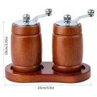 Molinillo de especias de pimienta negra y sal con forma de barril creativo, juego de molinos de pimienta de madera maciza, suministros para botellas de condimentos de pimienta para el hogar y la cocina - details 1