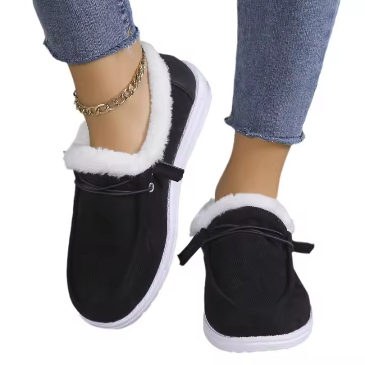 Botas de nieve de suela gruesa para mujer, zapatos de algodón cosidos de gran tamaño, terciopelo y grueso para mantener el calor, invierno, nuevo - 1