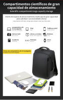 Mochila de viaje de gran capacidad para hombre, bolsa para ordenador portátil de negocios con carga USB, bolso personalizable para exteriores - details 3