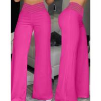 Pantalones Elegantos De Cintura Alta Y Pierna Ancha Para Mujer Casual Oficina Malla Transparente Con Cruces Ropa De Mujer - details 10