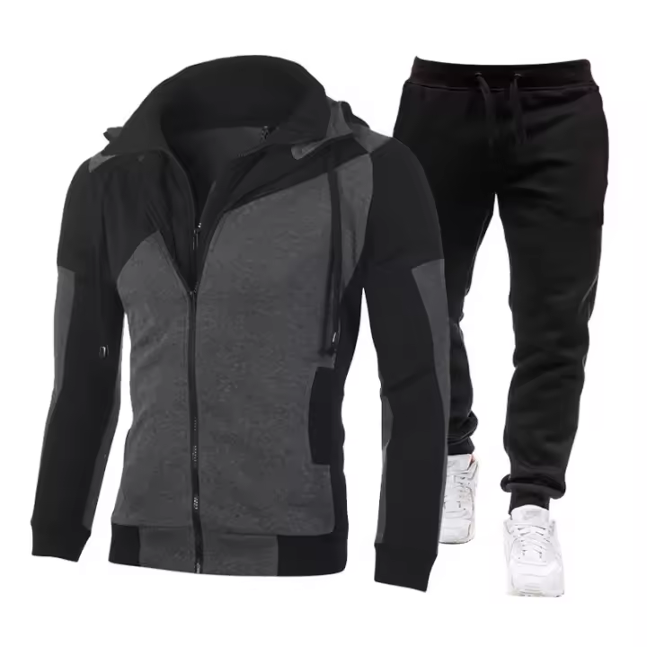 Conjunto de dos piezas para hombre, chándales informales, trajes deportivos para exteriores, sudaderas con capucha y pantalones para correr, Otoño e Invierno - 1