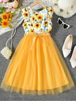Ropa de verano, vestidos de malla floral sin mangas, moda pastoral, disfraz informal de estilo universitario para niña de 8 a 12 años - details 2