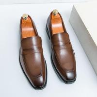 Mocasines de cuero simples para hombre, zapatos de negocios elegantes, moda Formal de lujo, zapatos casuales de oficina de un pie, color negro - details 1