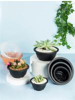 Macetas de plástico redondas para flores suculentas, maceta grande y gruesa de estilo coreano, degradable, resistente a la corrosión, texturizada, 1/2 Uds. - details 6