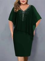 2024 nuevo elegante vestido de fiesta de verano Rhie decoración uso diario ceñido al cuerpo de talla grande de gasa vestido de banquete para mujer - details 5