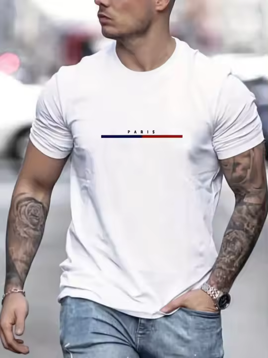 Camiseta Corta Casual de Impresión Digital 2025 Elástica para Mancillas Diarias - 1