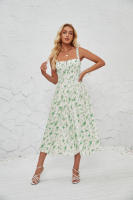 Vestido midi de satén con tirantes finos para mujer, abertura frontal, hueco - details 75