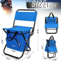 Banco de pesca desmontable, silla plegable portátil para acampar en la playa con bolsa refrigerada, respaldo ligero para exteriores - details 8