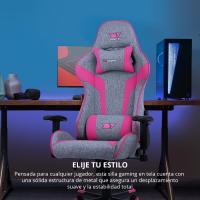 DR90 - Silla Gaming Profesional, Tejido Transpirable, reposabrazos 2D Acolchado, Base Nylon Reforzado, pistón Clase 4, cojín Lumbar y Cervical, Color Gris/Blanco - details 36